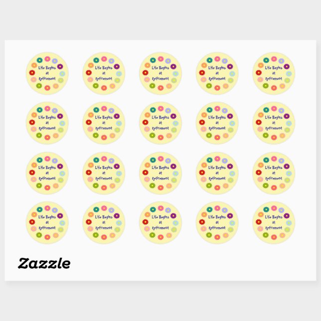 Sticker Rond La vie commence à la retraite (Feuille)