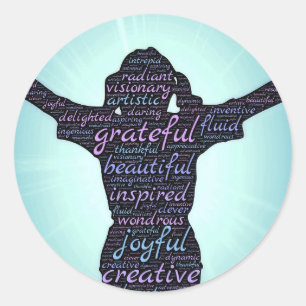 Sticker Rond La vie d'amour : Joie de gratitude d'inspiration