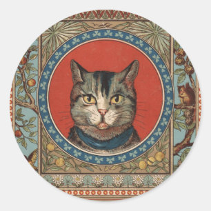 Sticker Rond La vie de chat vintage pour chat classique victori