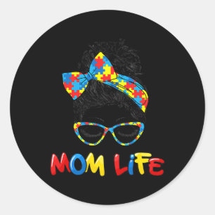 Sticker Rond La vie de maman autiste de sensibilisation à l'aut
