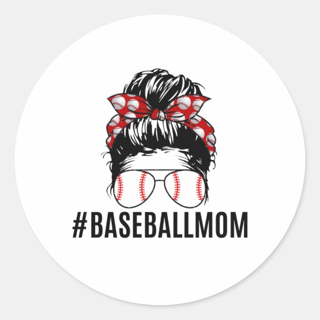 Sticker Rond La vie de maman du baseball (Devant)