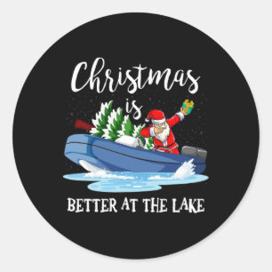 Sticker Rond La vie de Noël est meilleure au lac Amateur de bat