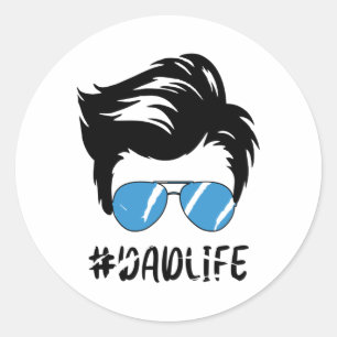 Sticker Rond La vie de papa avec de belles lunettes de soleil b