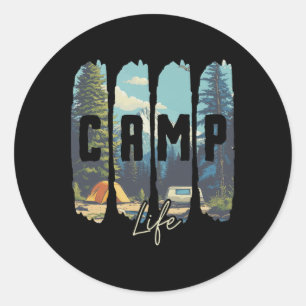 Sticker Rond La vie en camping