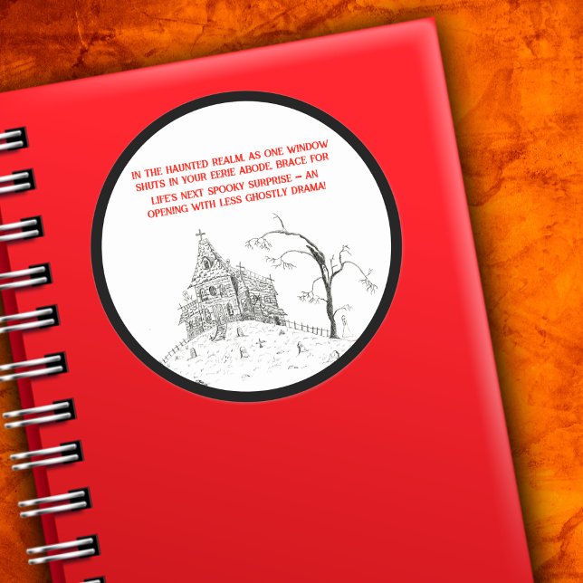 Sticker Rond La Vie Est Comme Une Illustration D'Encre De Maiso (Embrace life's twists with our Haunted House Sticker: whimsical, spooky, inspiring!)