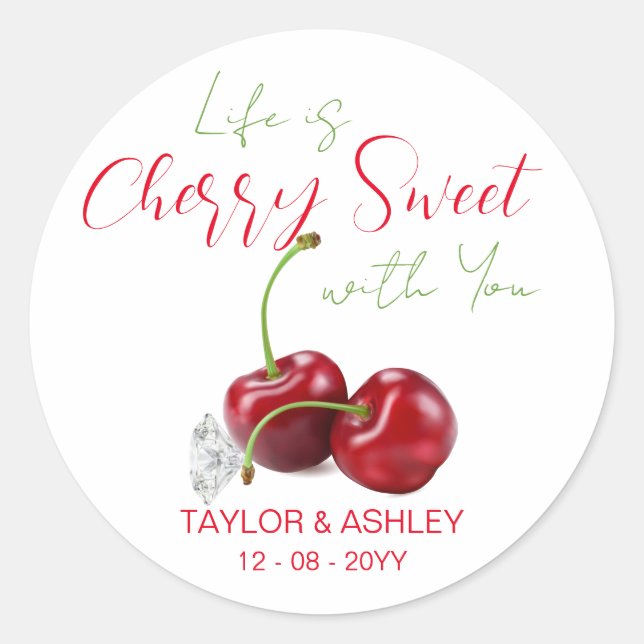Sticker Rond La vie est douce comme la cerise (Devant)