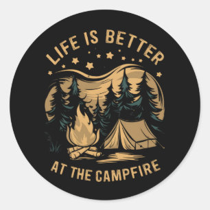 Sticker Rond La vie est meilleure au camping-car au camp de feu