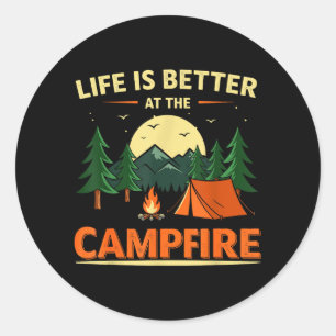 Sticker Rond La vie est meilleure au camping randonnée