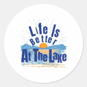 Sticker Rond La vie est meilleure au lac Pêche en bateau Gif