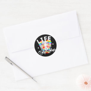 Sticker Rond La vie est meilleure en tongs – Fun et plage