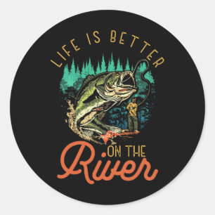 Sticker Rond La vie est meilleure sur les citations de pêche en