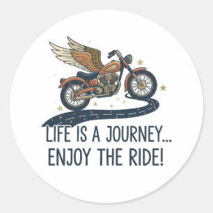 Sticker Rond La vie est un voyage, profitez de la balade Citati
