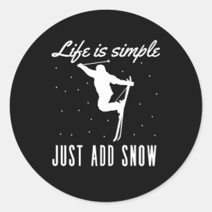 Sticker Rond La vie n'est que neige Ajouter un vieux snowboard 