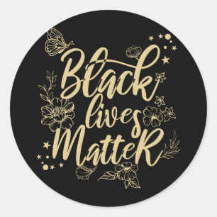 Sticker Rond La vie noire importe   Elegant Black and Gold BLM