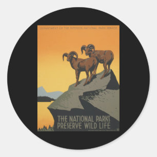 Sticker Rond La vie sauvage de conserve de parcs nationaux