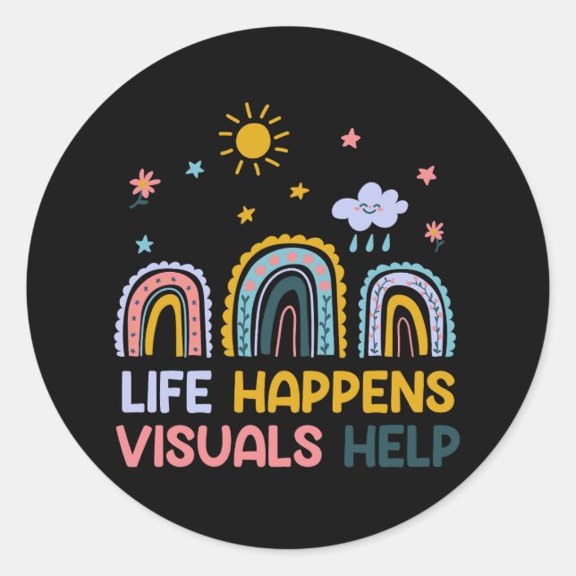 Sticker Rond La vie se passe Visuaux Aide Enseignants de l'éduc (Devant)