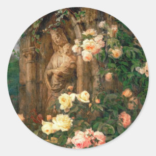 Sticker Rond La Vierge des Roses - Madonna with child