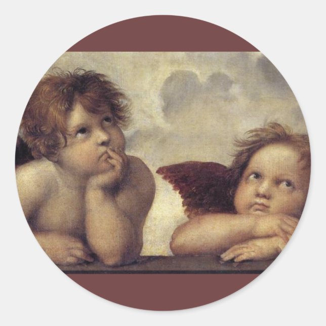 Sticker Rond La Vierge Sixtine (détail) (Devant)
