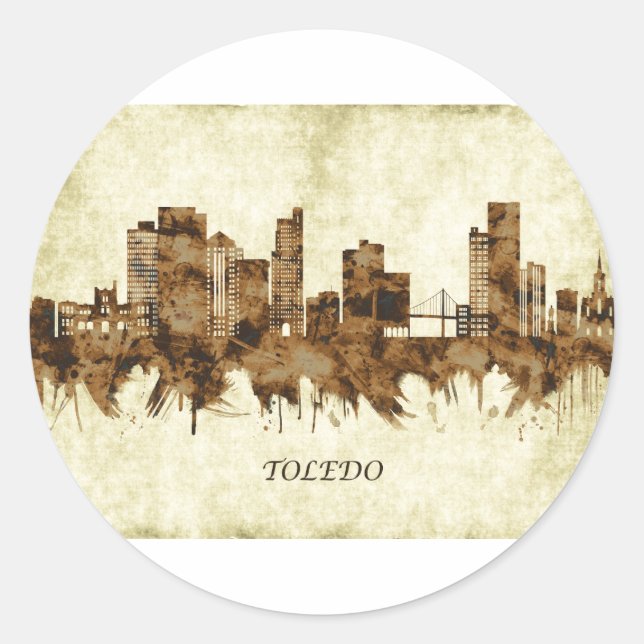 Sticker Rond La ville de Toledo Ohio (Devant)