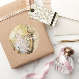 Sticker Rond La Vintage Fée Arbre