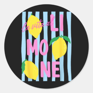 Sticker Rond La Vita Al Limone Drôle Citron Fruit Été Italien