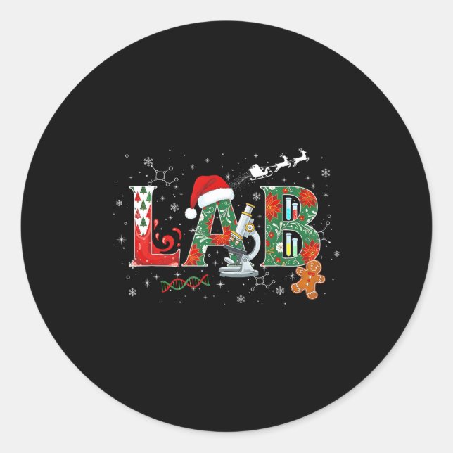 Sticker Rond Lab Christmas Laboratory Technician Science Xmas S (Devant)