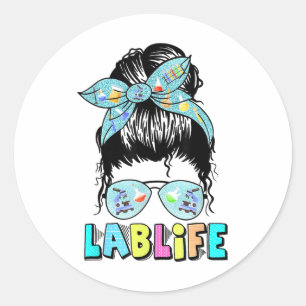 Sticker Rond Lab Life Messy Bun Lab Week 2025 Laboratoire Médic