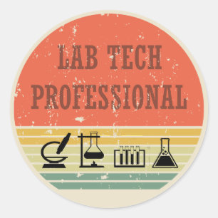 Sticker Rond Lab tech professionnel vintage coucher de soleil r