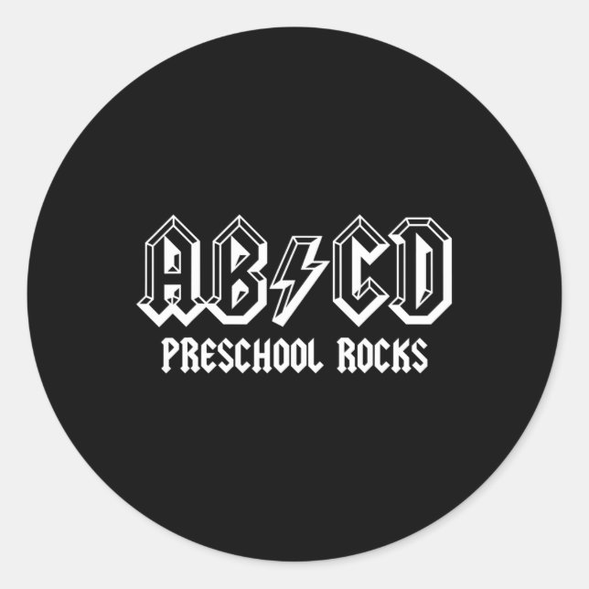 Sticker Rond L'Abcd Revient À L'École Préscolaire Rocks Fun Tea (Devant)