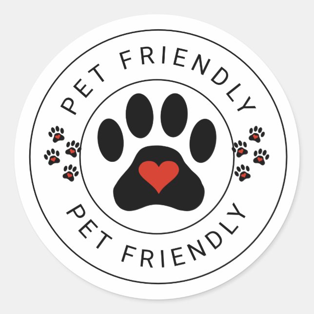 Sticker Rond Label convivial pour animaux avec empreinte de pat (Devant)