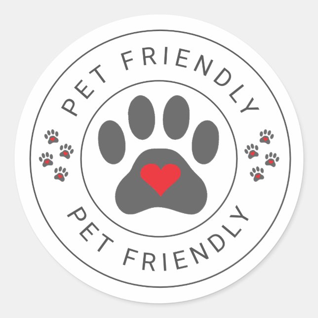 Sticker Rond Label convivial pour animaux avec empreinte de pat (Devant)