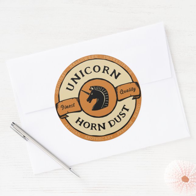 Sticker Rond lable unicorne halloween (Enveloppe)