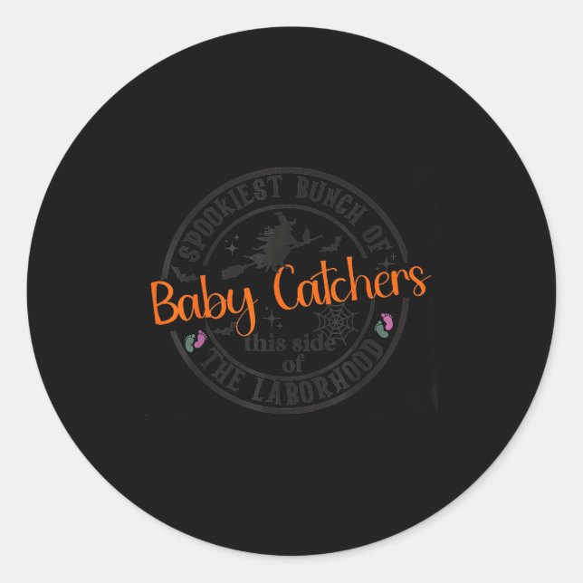 Sticker Rond Labor And Delivery Nurse Halloween Witch Hostal Pa (Devant)