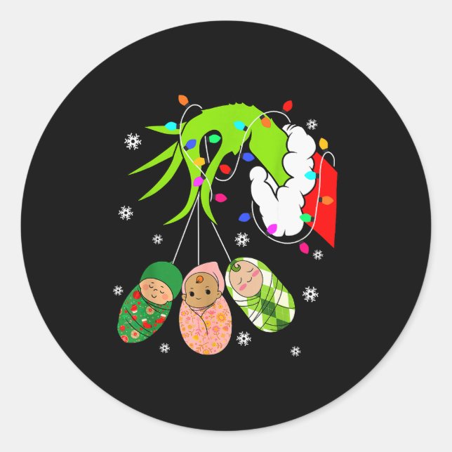 Sticker Rond Labor And Delivery Nurse Merry Christmas Xmas Ligh (Devant)