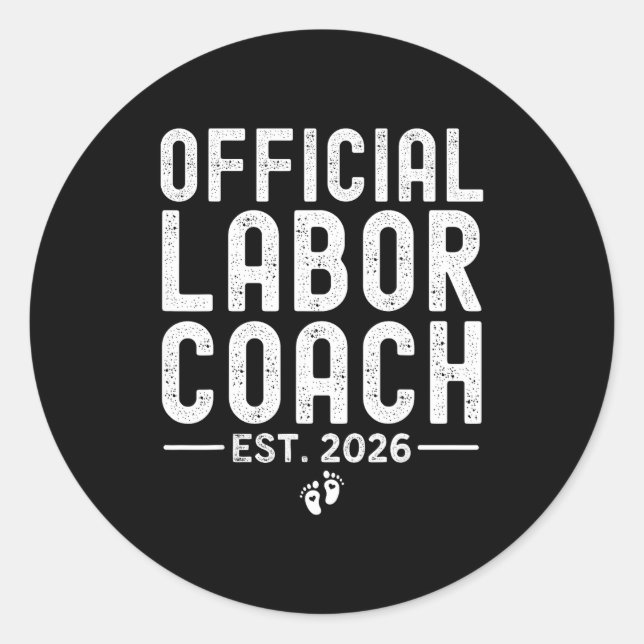 Sticker Rond Labor Coach Est 2026 Expecting New Mom Dad Baby Sh (Devant)