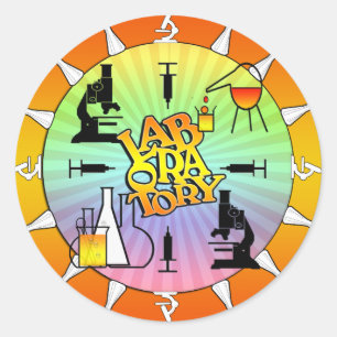 STICKER ROND LABORATOIRE 4 LOGO CARRÉ