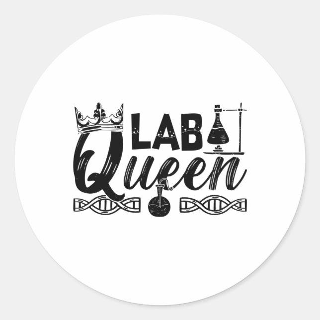 Sticker Rond Laboratoire Queen Lab Tech Laboratoire Technicien  (Devant)