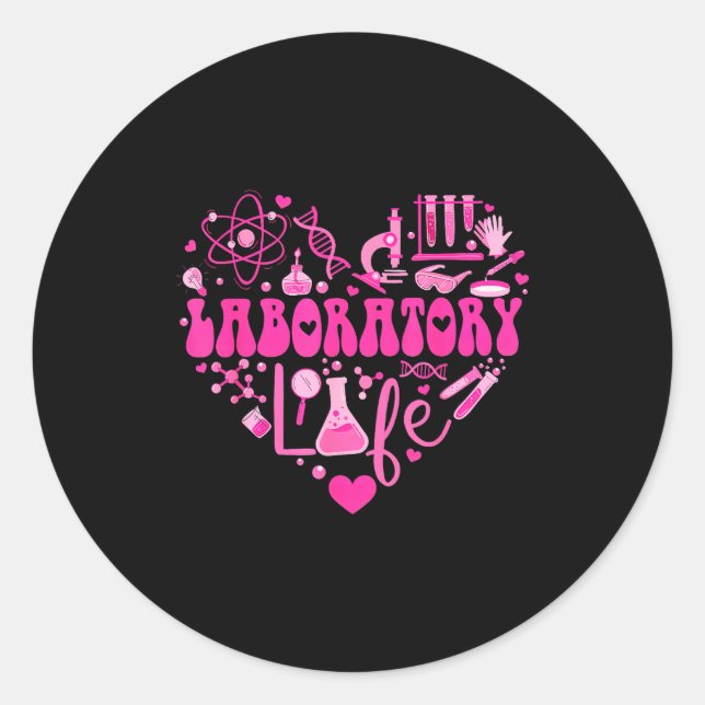 Sticker Rond Laboratory Heart Valentine Lab Technologist Scienc (Devant)
