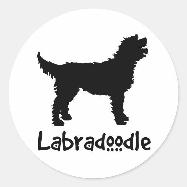 Sticker Rond Labradoodle avec texte Cool (Devant)