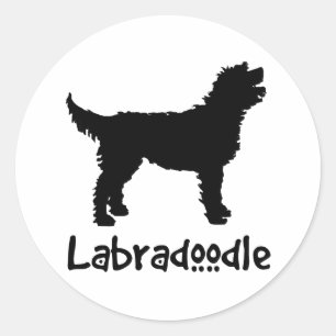 Sticker Rond Labradoodle avec texte Cool
