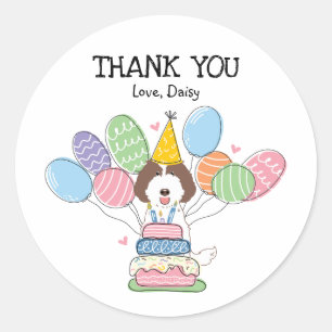 Sticker Rond Labradoodle Chien Anniversaire Fête Favoriser Tags