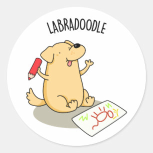 Sticker Rond Labradoodle Funny Labrador Chien Pun