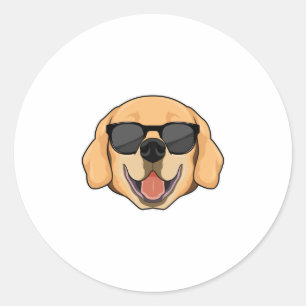 Sticker Rond Labrador avec lunettes de soleil