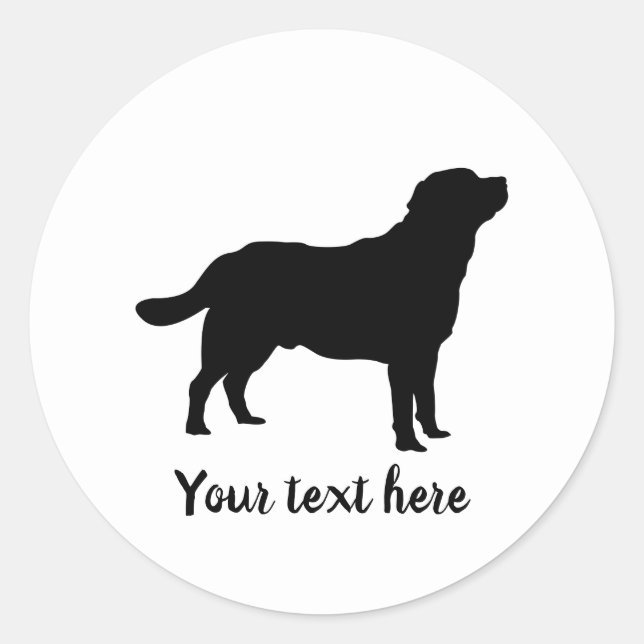 Sticker Rond Labrador Black Standing Lab Silhouette et texte (Devant)