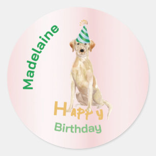 Sticker Rond Labrador Chien Joyeux anniversaire