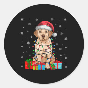 Sticker Rond Labrador Chien laide Xmas éclat Père Noël Labrador