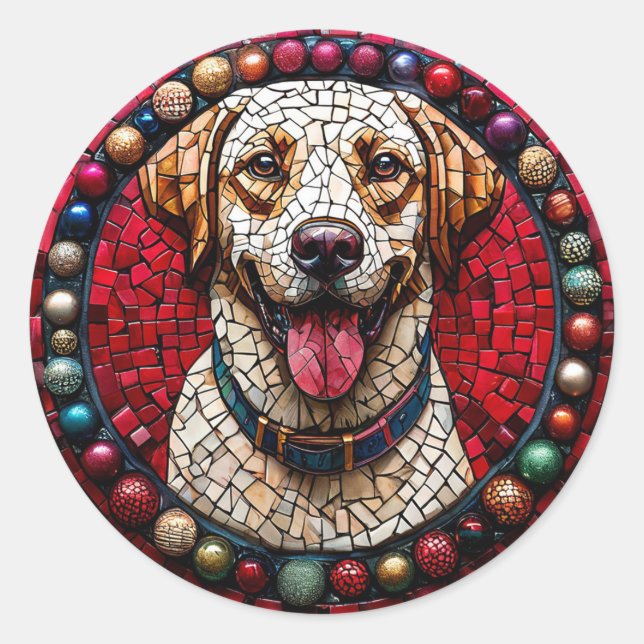 Sticker Rond labrador de Noël chien (Devant)