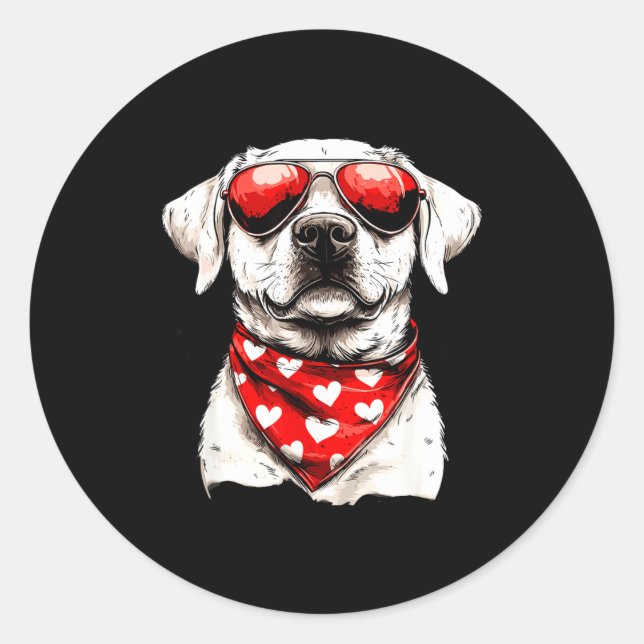 Sticker Rond Labrador Heart Bandana Cool Lab Dog Lover Men Wome (Devant)