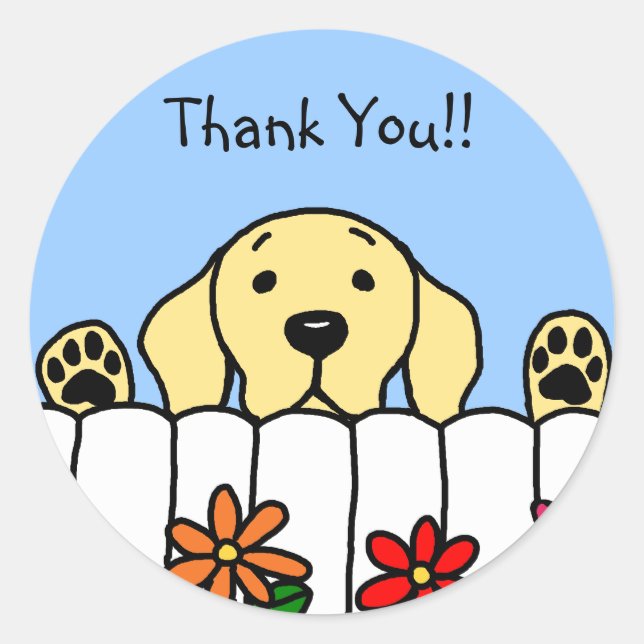 Sticker Rond Labrador jaune vous observant (Devant)