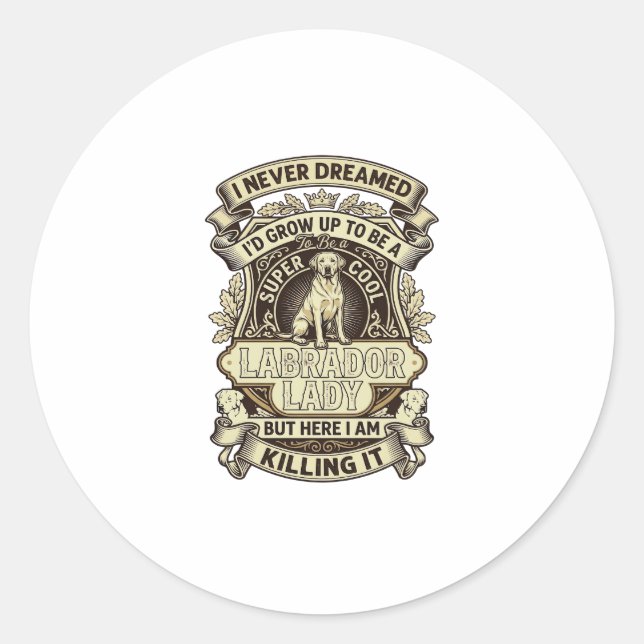 Sticker Rond Labrador Lady Dog Crown Shield_1 (Devant)